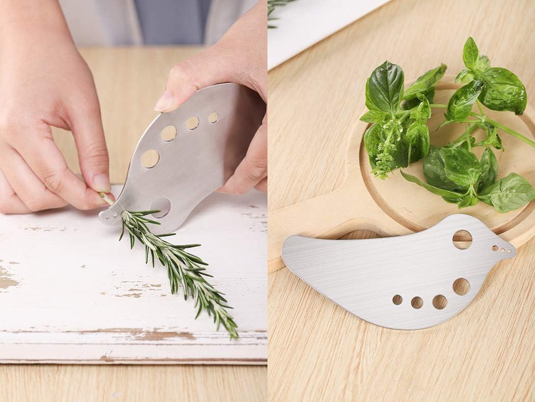 Herb Stripper Tool, Stainless Steel Kale Stripper Tool, Metal Herb Pealer for Kale, Chard, Collard Greens, Parsley, Thyme, Basil, Rosemary