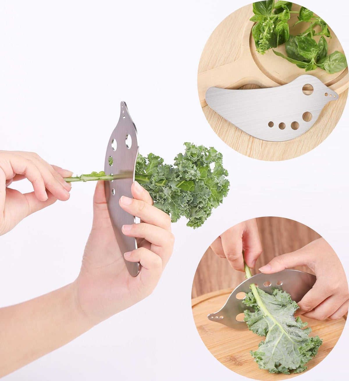 Herb Stripper Tool, Stainless Steel Kale Stripper Tool, Metal Herb Pealer for Kale, Chard, Collard Greens, Parsley, Thyme, Basil, Rosemary