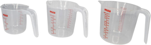 IMUSA 3 Piece Measuring Cups Set | Smooth Plastic Finish, Easy Pour Spout with Red Indicators, For Liquids or Dry, Great for Cooking and Baking