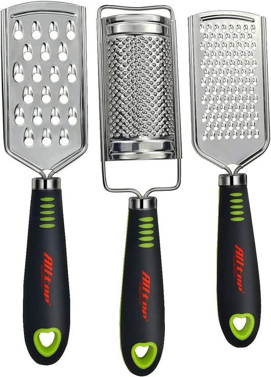 Food Graters for Cheese,Nutmeg,Potato,Ginger and Garlic,Cirtrus,Hand-held Stainless Steel Zester for Kitchen - Pro Multi-purpose Gadgets,Set of 3 Grinders