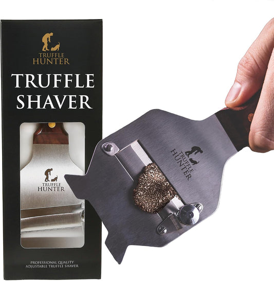 TruffleHunter, Adjustable Stainless Steel Truffle Shaver & Mandoline | Rosewood Handle, Adjustable Blade, Cheese & Vegetable Slicer, Garlic & Chocolate Shaver