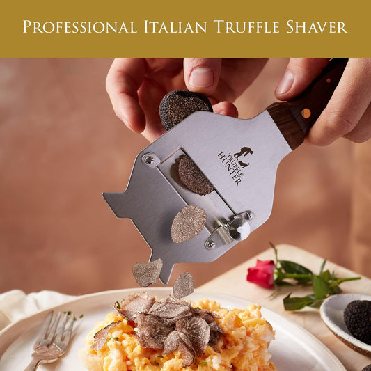 TruffleHunter, Adjustable Stainless Steel Truffle Shaver & Mandoline | Rosewood Handle, Adjustable Blade, Cheese & Vegetable Slicer, Garlic & Chocolate Shaver
