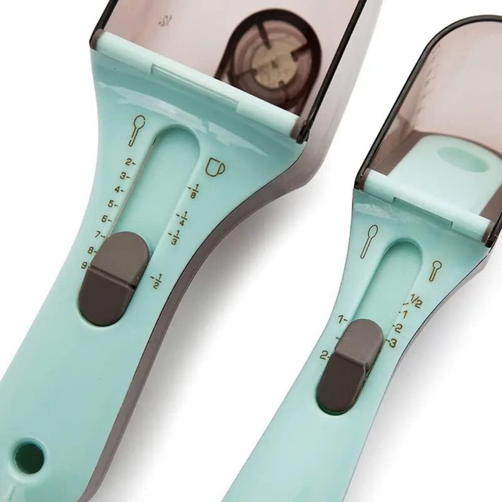 Adjustable Cube Measuring Spoons Set (Aqua Blue)