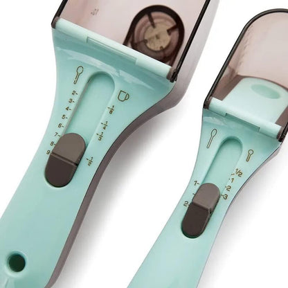 Adjustable Cube Measuring Spoons Set (Aqua Blue)