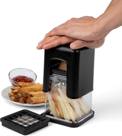 Professional Fry Cutter, Perfect Fries and Veggie Sticks in One Easy Motion, Includes Regular and Thick Cut Blades