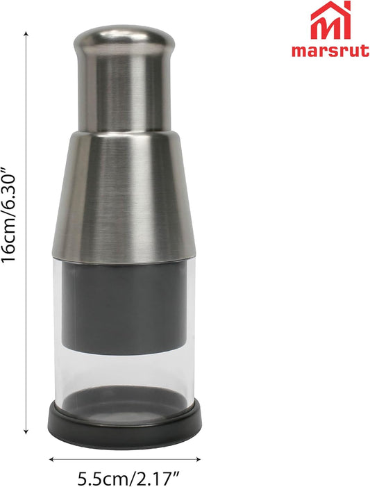 Pressed Garlic Chopper Stainless Steel, Mini Manual Masher Crusher, Multifunctional Handheld Pressure Choppers Aid, Hard Compact Mincing Dicer Press Purpose for Kitchen Food Vegetable Onion, Silver