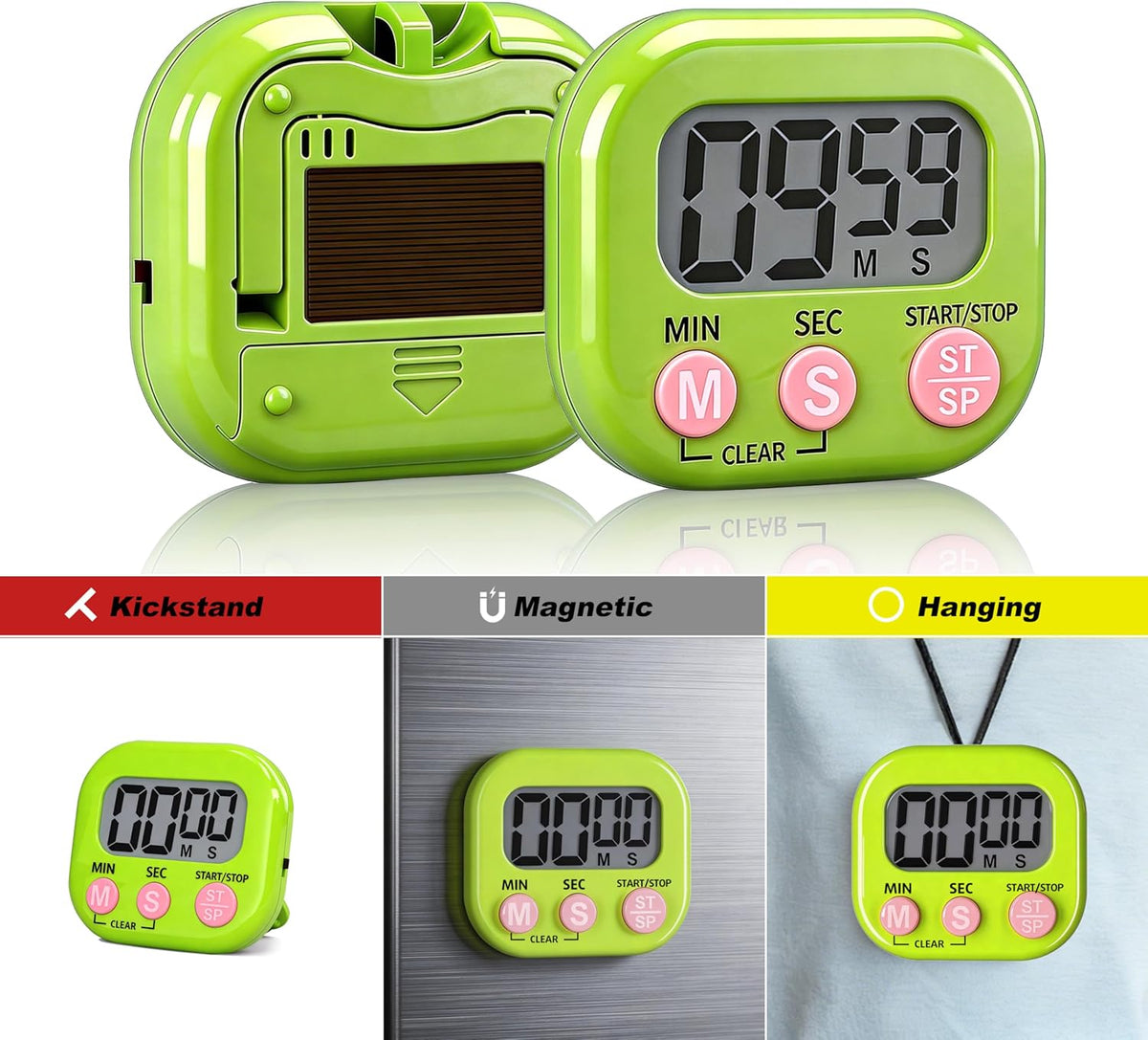 4 Pack Digital Timer for Kids, Kitchen Timer for Cooking, Classroom, Study, Exercise with Countdown/Up Mode - Loud Alarm, Large Display - AAA Battery Operated (Not Included)