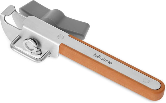 Smooth-Edge Stainless Steel Can Opener, Safe & Easy No More Sharp Rims, Compact Portable Design with Integrated Bottle Opener