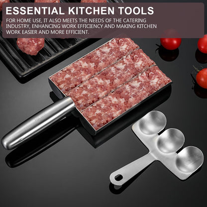 Stainless Steel Meatball Maker,Triple Meat Baller Spoon with Cutting Spade