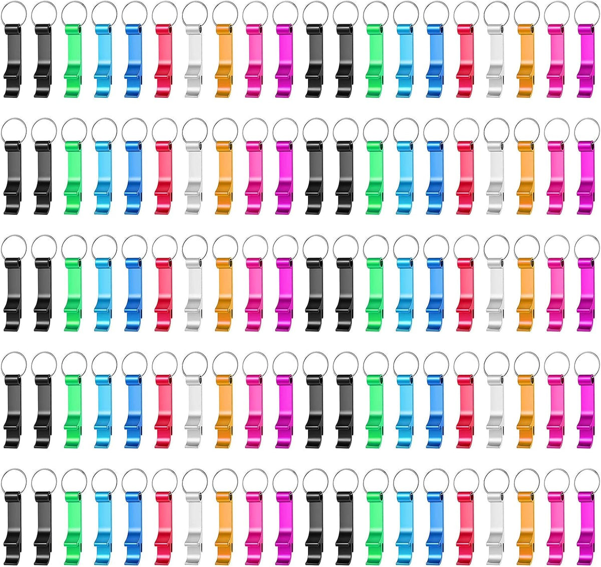 100 Pack Black Metal Bottle Opener Keychains, Tiny Beverage Opener Party Favor (Black, 100Pcs)