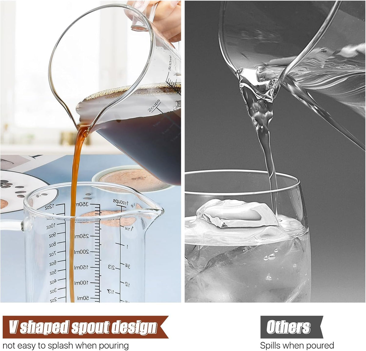 3 Pack Glass Measuring Cups,1-Cup,2-Cup,4-Cup Measuring Jugs with Handle &V Shaped Spout,3 Scales(Oz,Cup,Ml) High Borosilicate Glass Measuring Cup for Liquid Kitchen-Microwave Freezer Safe