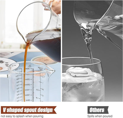 3 Pack Glass Measuring Cups,1-Cup,2-Cup,4-Cup Measuring Jugs with Handle &V Shaped Spout,3 Scales(Oz,Cup,Ml) High Borosilicate Glass Measuring Cup for Liquid Kitchen-Microwave Freezer Safe