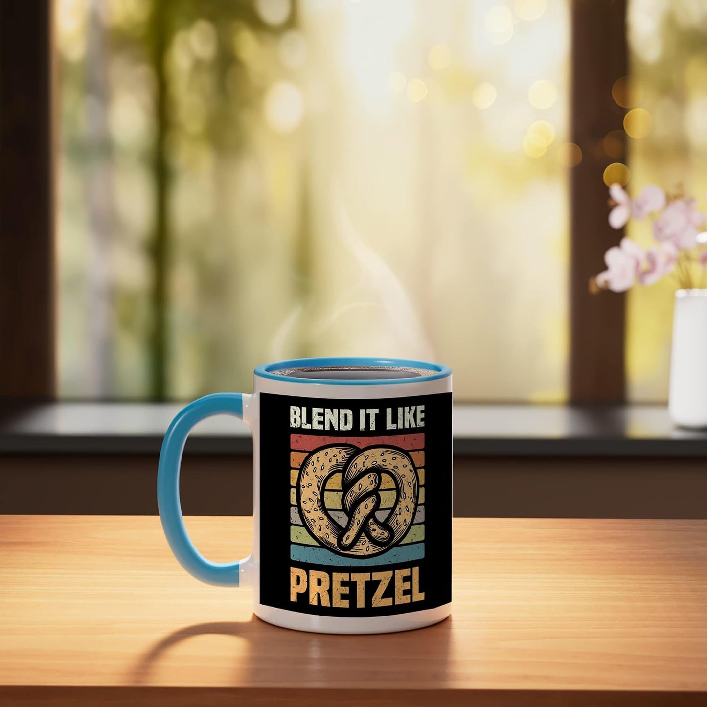 Pretzels Lover Design Pastry Blend It Like Pretzel Ceramic Mug, Yellow/White