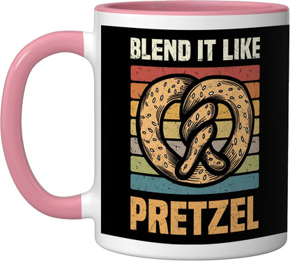 Pretzels Lover Design Pastry Blend It Like Pretzel Ceramic Mug, Yellow/White