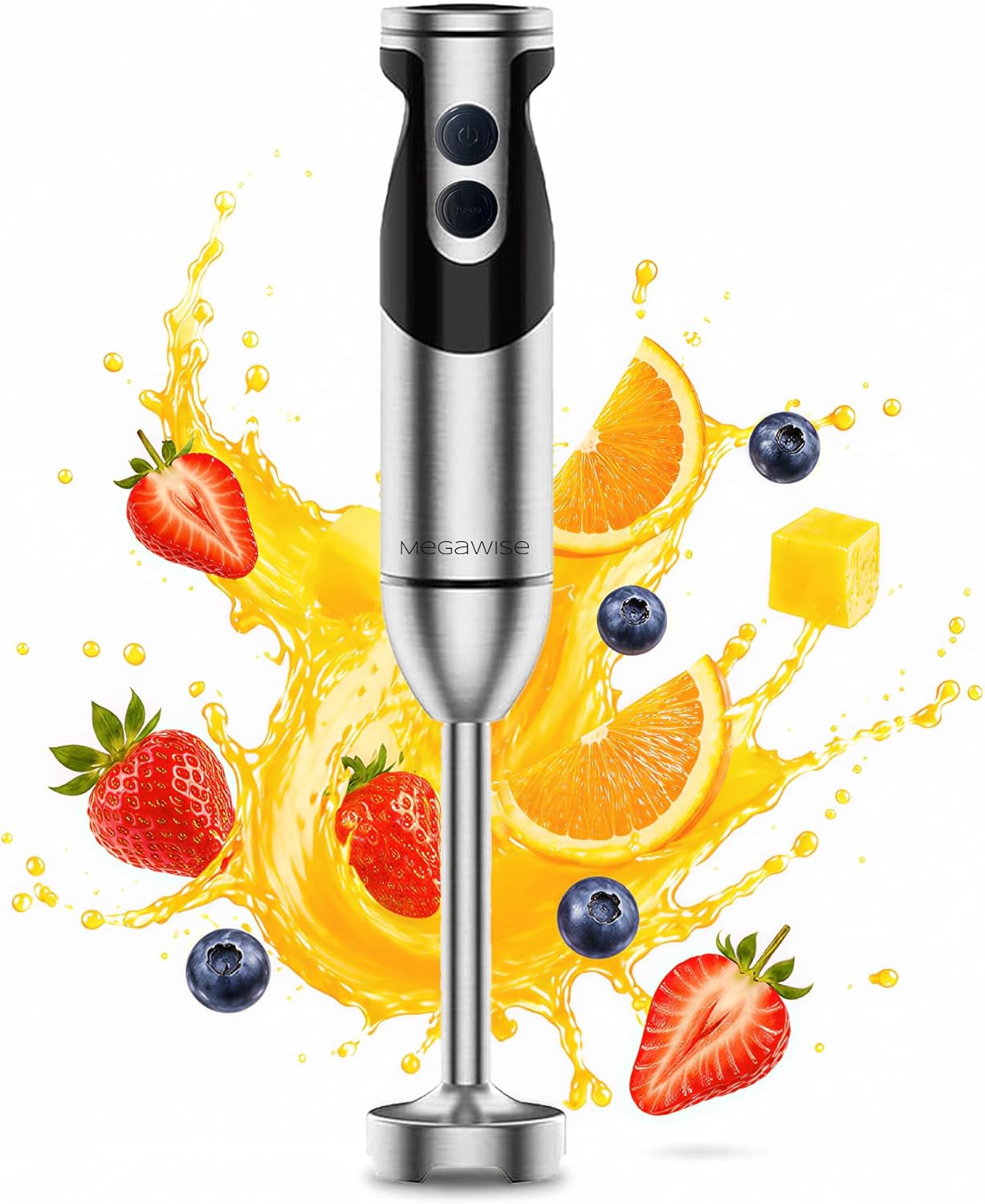 High-Power Hand Blender – 400W Max Power with Versatile 3-in-1 Attachments (Blending Shaft, Whisk, Chopper); Ergonomic Design with Adjustable Speed Control; Easy to Clean and Maintain (Black)