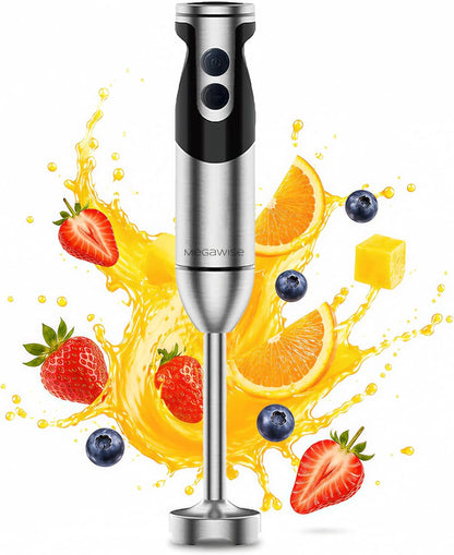 High-Power Hand Blender – 400W Max Power with Versatile 3-in-1 Attachments (Blending Shaft, Whisk, Chopper); Ergonomic Design with Adjustable Speed Control; Easy to Clean and Maintain (Black)