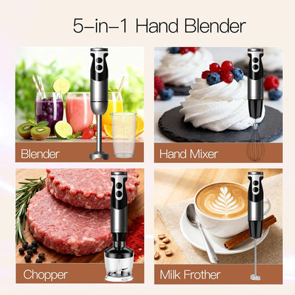 High-Power Hand Blender – 400W Max Power with Versatile 3-in-1 Attachments (Blending Shaft, Whisk, Chopper); Ergonomic Design with Adjustable Speed Control; Easy to Clean and Maintain (Black)