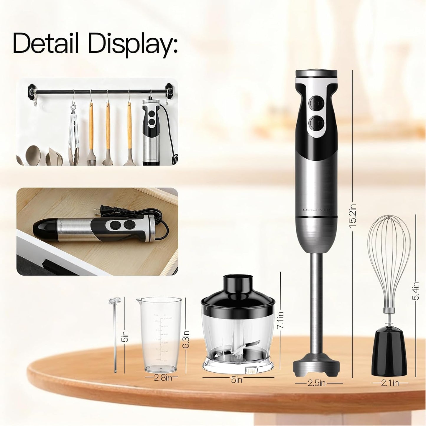 High-Power Hand Blender – 400W Max Power with Versatile 3-in-1 Attachments (Blending Shaft, Whisk, Chopper); Ergonomic Design with Adjustable Speed Control; Easy to Clean and Maintain (Black)