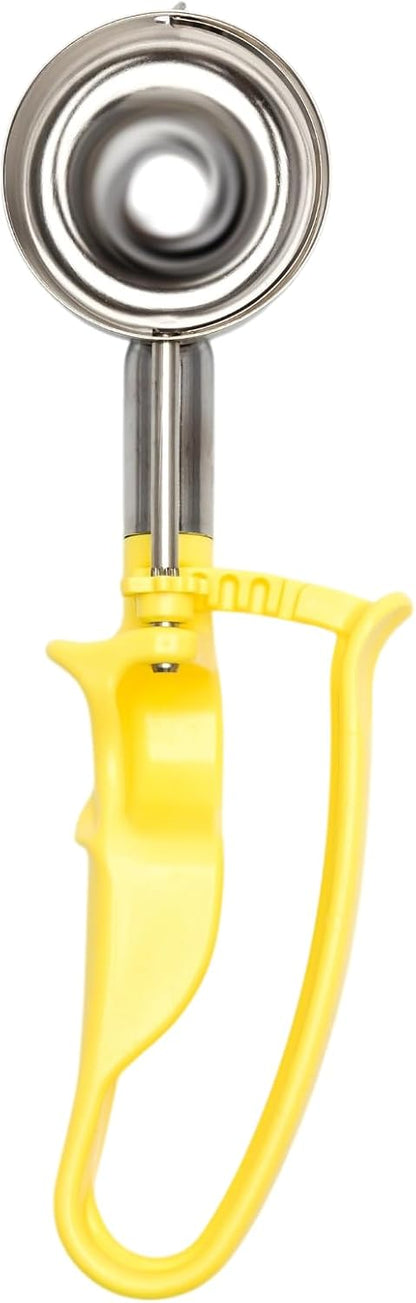 Size 20 YELLOW (1.77 oz.) VODOMAX Commercial Food Disher, Food Scoop, 1-5/8 oz. Disher, Stainless 18-10, Large Cookie Dough Scoop, Palm-Squeeze, Portion Control Scoop, #20 Ice Cream Scooper