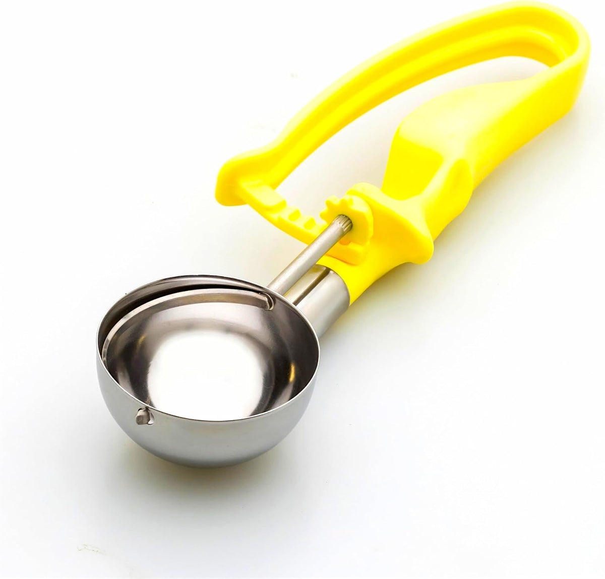 Size 20 YELLOW (1.77 oz.) VODOMAX Commercial Food Disher, Food Scoop, 1-5/8 oz. Disher, Stainless 18-10, Large Cookie Dough Scoop, Palm-Squeeze, Portion Control Scoop, #20 Ice Cream Scooper