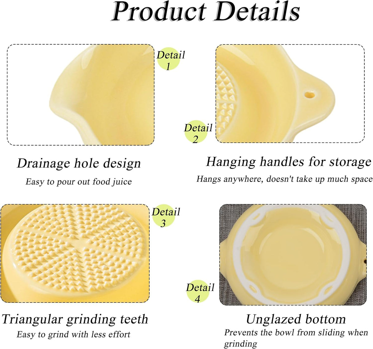 Ceramic Grater,Ceramic Ginger Grater,Garlic Grater,Ginger Grater,Spice Grater,Nutmeg Grater Made of Ceramic for Ginger,Garlic,Nutmeg,Celery,Carrots,Wasabi,With Brush+Spoon,Diameter 9cm (Yellow)