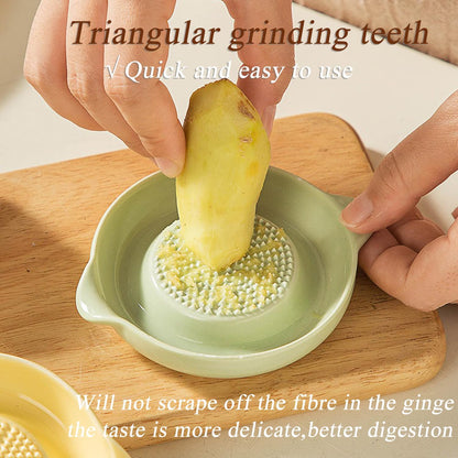 Ceramic Grater,Ceramic Ginger Grater,Garlic Grater,Ginger Grater,Spice Grater,Nutmeg Grater Made of Ceramic for Ginger,Garlic,Nutmeg,Celery,Carrots,Wasabi,With Brush+Spoon,Diameter 9cm (Yellow)