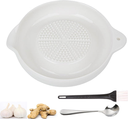Ceramic Grater,Ceramic Ginger Grater,Garlic Grater,Ginger Grater,Spice Grater,Nutmeg Grater Made of Ceramic for Ginger,Garlic,Nutmeg,Celery,Carrots,Wasabi,With Brush+Spoon,Diameter 9cm (Yellow)