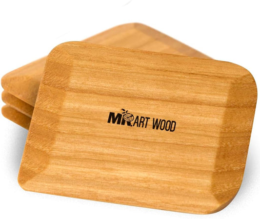 Wooden Pot Scraper Set of 4 – Wood Pan Scraper for Cast Iron, Dishes & Baking | Non-Scratch, Dish-Safe, Food-Safe | Ergonomic Kitchen Scraper Tool