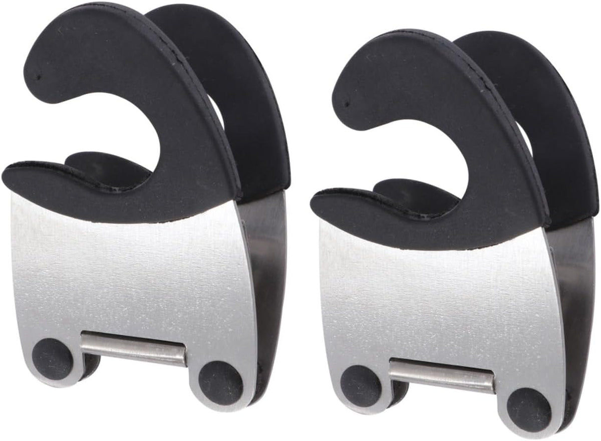 6Pcs Pot Clip Spoon Rest, Stainless Steel & Rubber, Compact, Black, Kitchen Utensil Rest, Anti- Scald, Tabletop, 7.8 x 5.1 x 4.5 cm