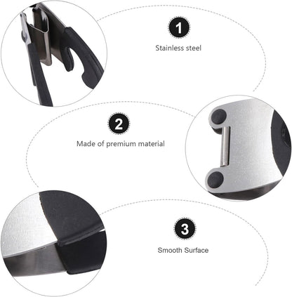 6Pcs Pot Clip Spoon Rest, Stainless Steel & Rubber, Compact, Black, Kitchen Utensil Rest, Anti- Scald, Tabletop, 7.8 x 5.1 x 4.5 cm