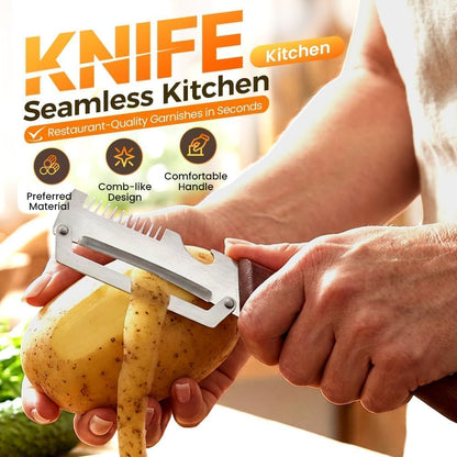 2PCS Multifunctional Vegetable Peeler, 3-in-1 Stainless Steel Vegetable Peeler with Wooden Handle and Bottle Opener, Kitchen Gadgets for Fruit Veggie