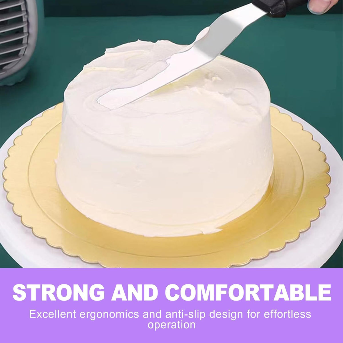 2 Pcs Offset Icing Spatula Set 6 and 8 Inch Angled Stainless Steel Cake Frosting Spatulas for Baking and Decorating Cake Smoother and Scraper Tools