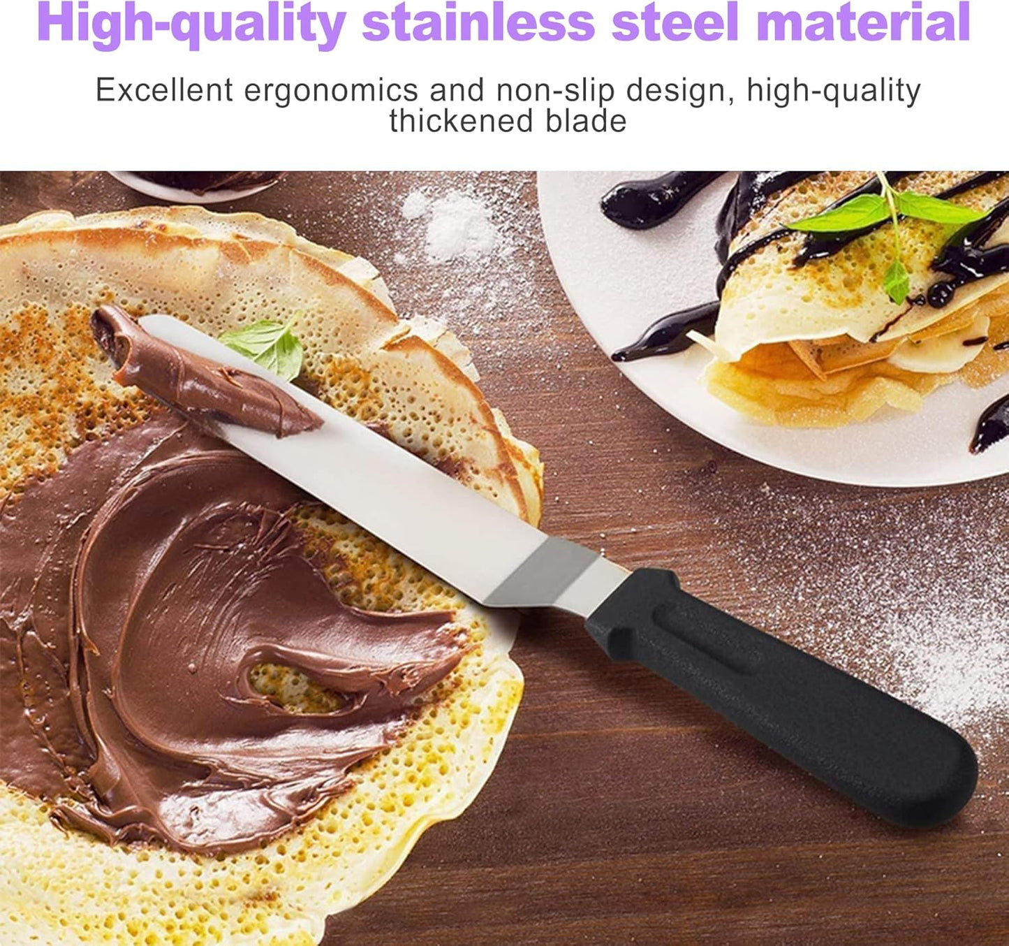 2 Pcs Offset Icing Spatula Set 6 and 8 Inch Angled Stainless Steel Cake Frosting Spatulas for Baking and Decorating Cake Smoother and Scraper Tools