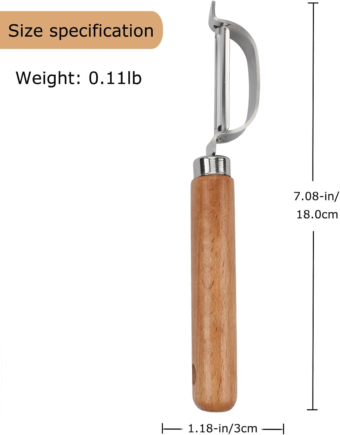 Vegetable Peeler, Stainless Steel Blade Potato Peeler with Wood Handle, Fruit Peeler for Carrot, Apple, Veggie, Kitchen Gadget for Easy Peeling