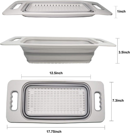 Over The Sink Rectangular Colander (Grey)