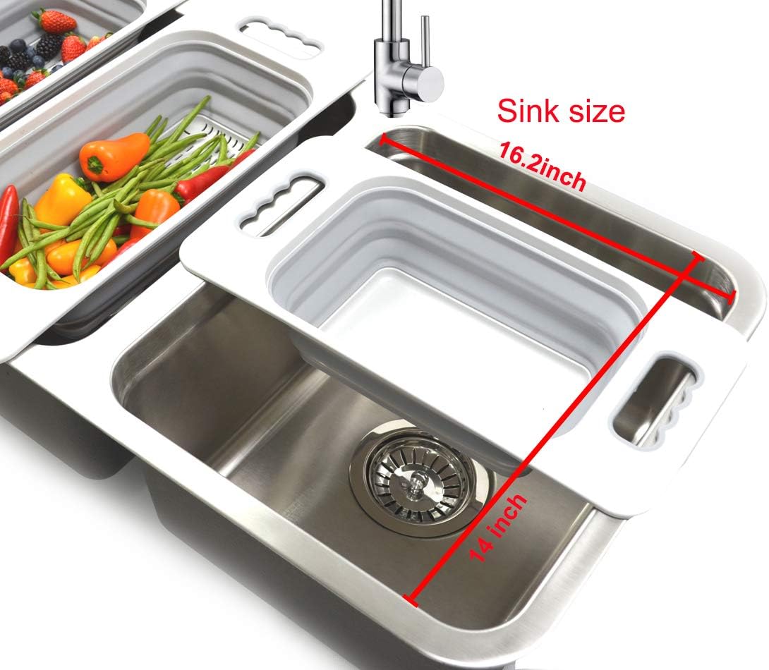 Over The Sink Rectangular Colander (Grey)