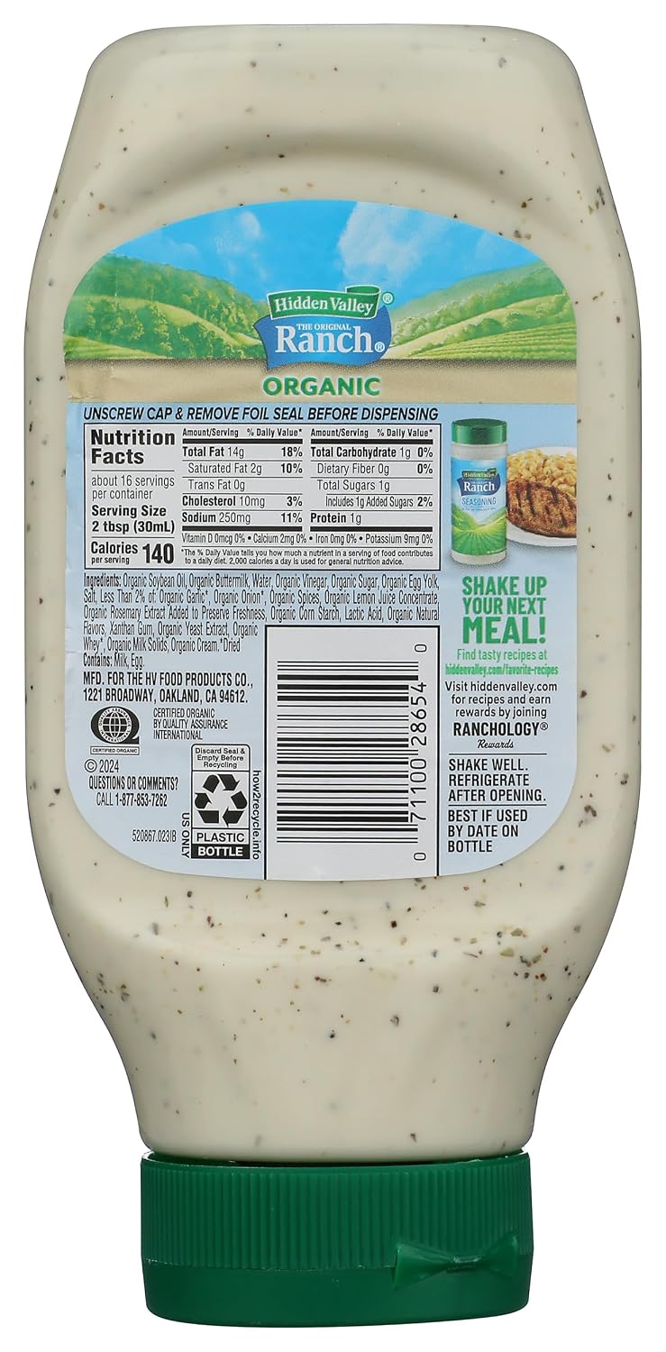Original Ranch Organic Salad Dressing & Topping, Gluten Free - 16 Ounce Bottle (Package May Vary)