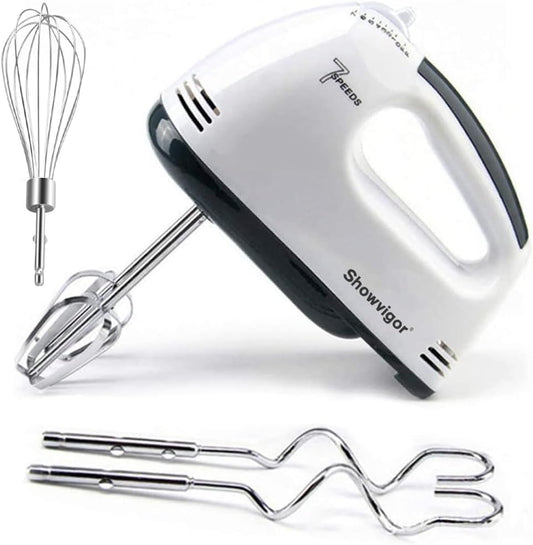 Showvigor Electric Hand mixer - 7 Adjustable Speed 180W Handheld Mixer Electric Whisk with 5 Stainless Steel Accessories, Turbo Boost/Self-Control Speed + Eject Button Food Beater for Cakes Eggs