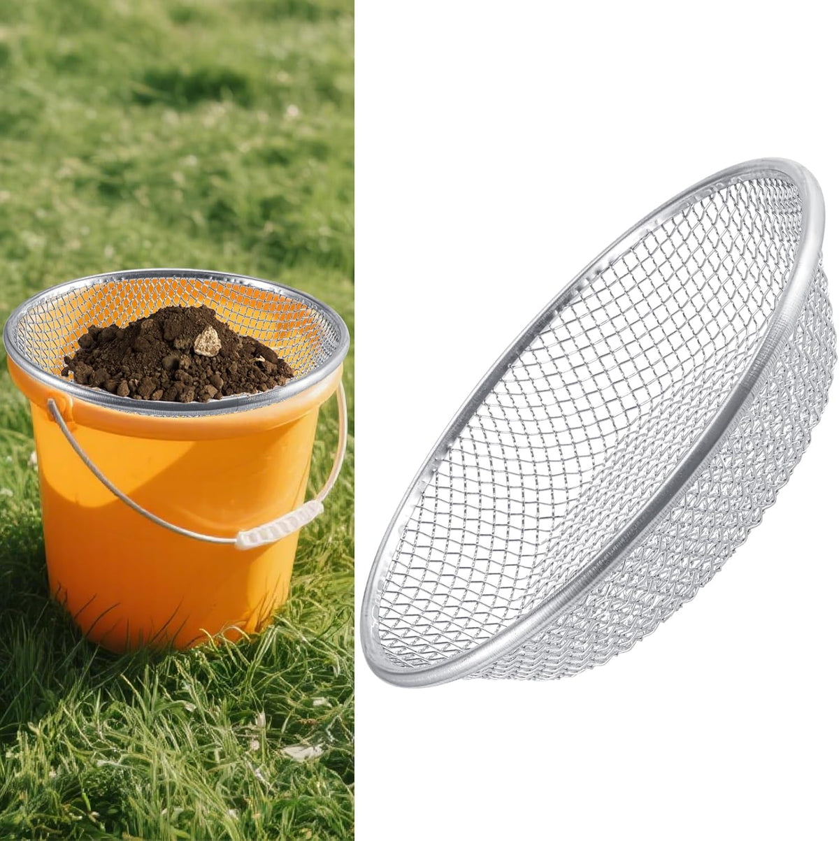 3Pcs 3 Apertures Sizes Soil Sifter Sieve - Heavy Duty Galvanized Screen for Compost, Dirt, Rocks, Gravel & Garden - Fits 5 Gallon Bucket, Rust-Resistant - Composting & Sifting Tool