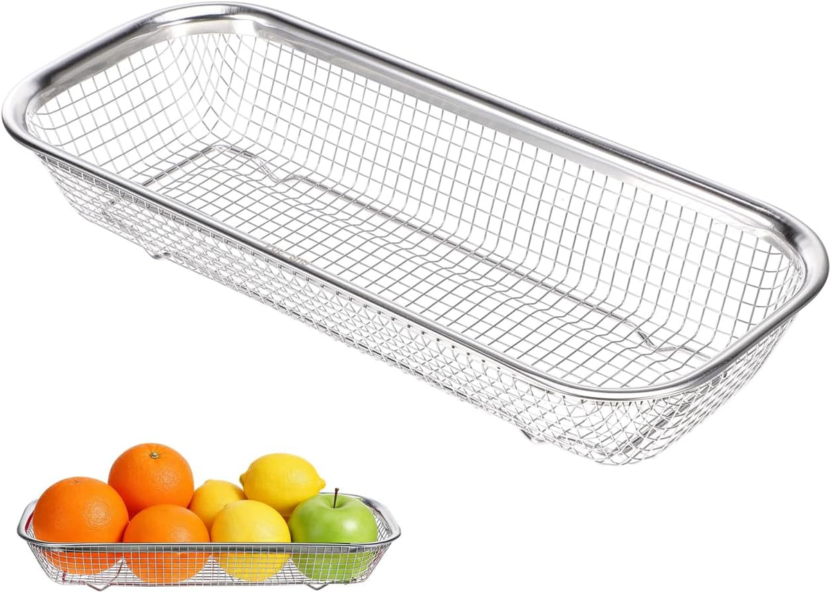 Drain Basket Thickened Fruit and Vegetable Basket for Kitchen Sink Stainless Steel Drain for Kitchen Quick Container and Storage Size S 12.20 X 4.72 X 2.16 in