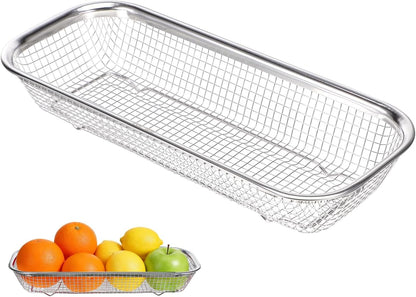 Drain Basket Thickened Fruit and Vegetable Basket for Kitchen Sink Stainless Steel Drain for Kitchen Quick Container and Storage Size S 12.20 X 4.72 X 2.16 in