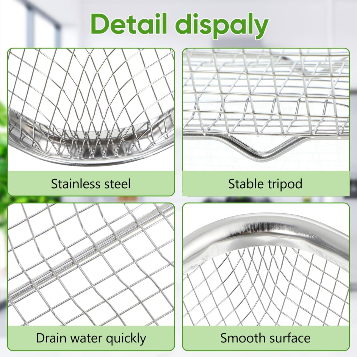 Drain Basket Thickened Fruit and Vegetable Basket for Kitchen Sink Stainless Steel Drain for Kitchen Quick Container and Storage Size S 12.20 X 4.72 X 2.16 in