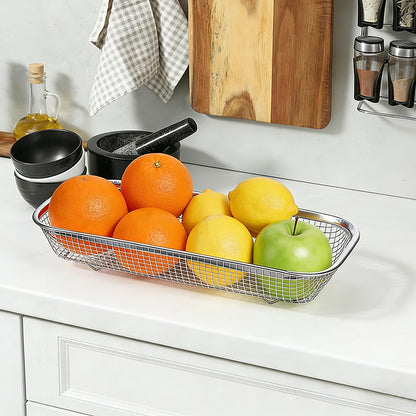 Drain Basket Thickened Fruit and Vegetable Basket for Kitchen Sink Stainless Steel Drain for Kitchen Quick Container and Storage Size S 12.20 X 4.72 X 2.16 in
