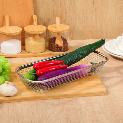 Drain Basket Thickened Fruit and Vegetable Basket for Kitchen Sink Stainless Steel Drain for Kitchen Quick Container and Storage Size S 12.20 X 4.72 X 2.16 in