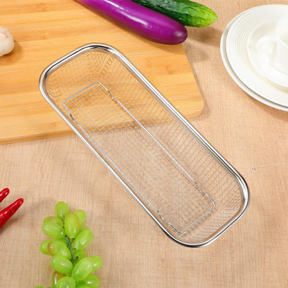 Drain Basket Thickened Fruit and Vegetable Basket for Kitchen Sink Stainless Steel Drain for Kitchen Quick Container and Storage Size S 12.20 X 4.72 X 2.16 in