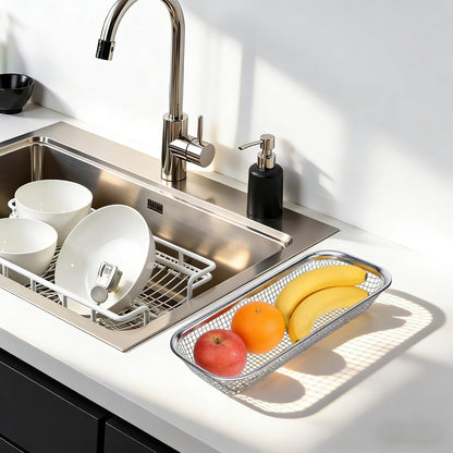Drain Basket Thickened Fruit and Vegetable Basket for Kitchen Sink Stainless Steel Drain for Kitchen Quick Container and Storage Size S 12.20 X 4.72 X 2.16 in