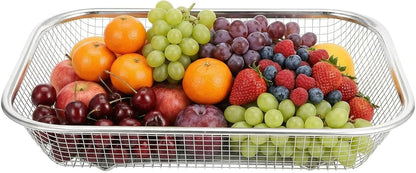 Drain Basket Thickened Fruit and Vegetable Basket for Kitchen Sink Stainless Steel Drain for Kitchen Quick Container and Storage Size S 12.20 X 4.72 X 2.16 in