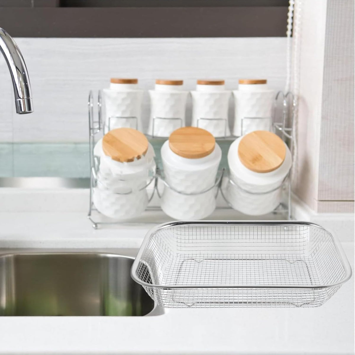 Drain Basket Thickened Fruit and Vegetable Basket for Kitchen Sink Stainless Steel Drain for Kitchen Quick Container and Storage Size S 12.20 X 4.72 X 2.16 in