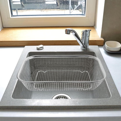 Drain Basket Thickened Fruit and Vegetable Basket for Kitchen Sink Stainless Steel Drain for Kitchen Quick Container and Storage Size S 12.20 X 4.72 X 2.16 in