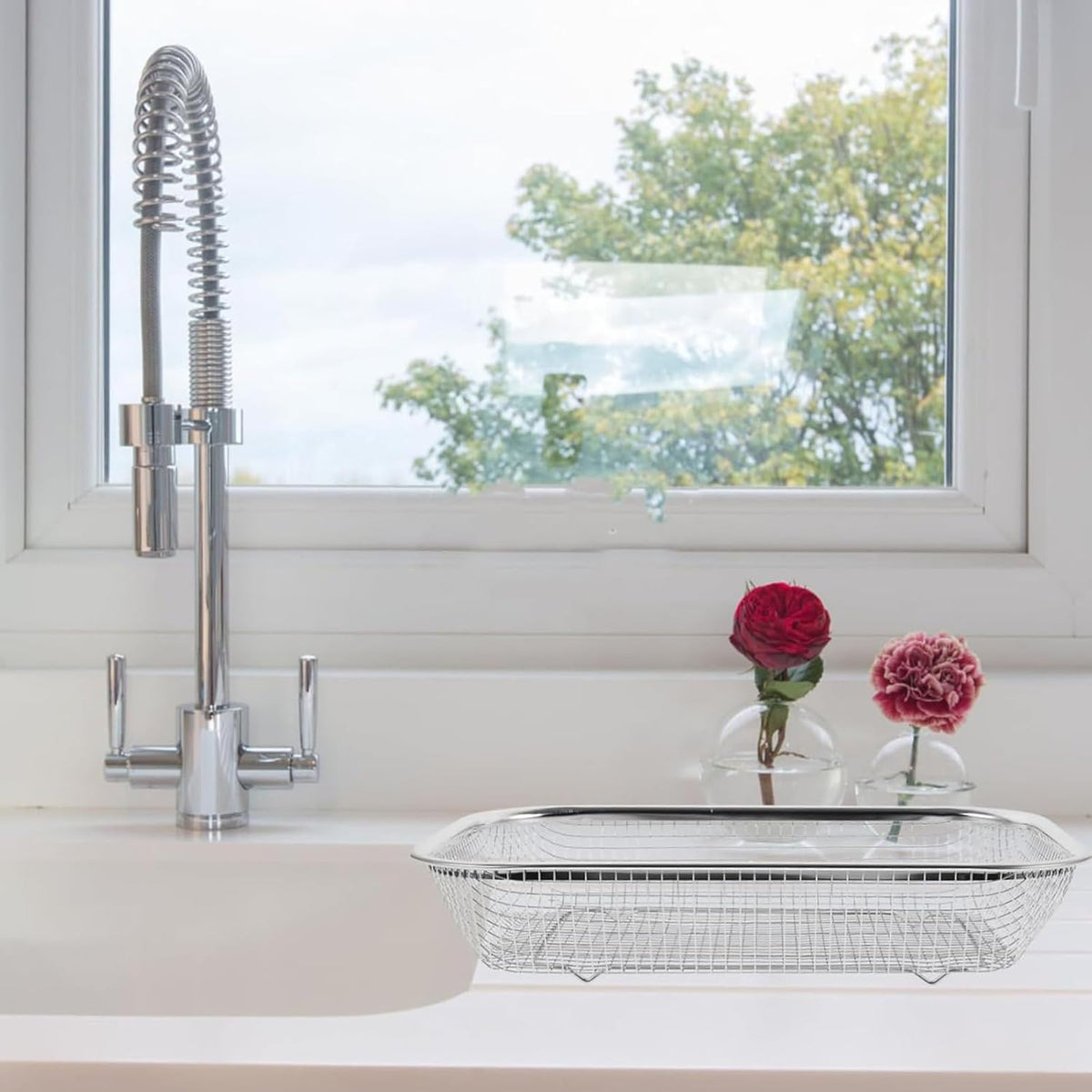 Drain Basket Thickened Fruit and Vegetable Basket for Kitchen Sink Stainless Steel Drain for Kitchen Quick Container and Storage Size S 12.20 X 4.72 X 2.16 in